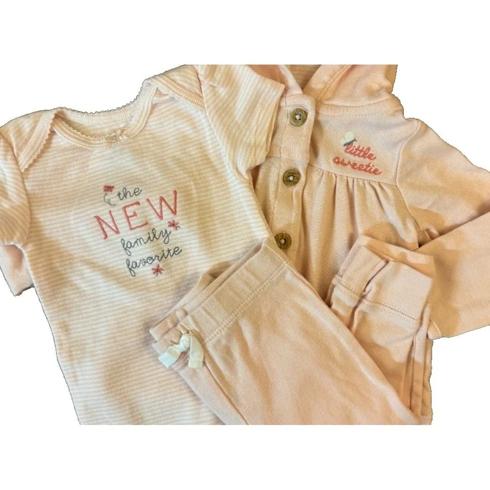 Carters Baby Girl 6 Months Outfit Pants Bodysuit Jacket Little Sweetie Pink 3 PC